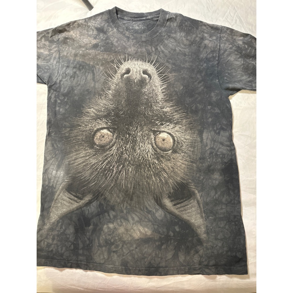 The Mountain Bat Face Graphic Tie Dye T-Shirt Mens Large Gray Short Sleeve